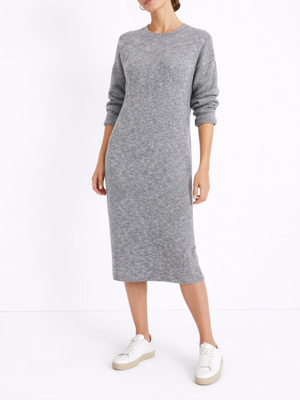 Madewell Heather Gray Sweater Dress Midi Long Sleeve Minimalist Capsule XS